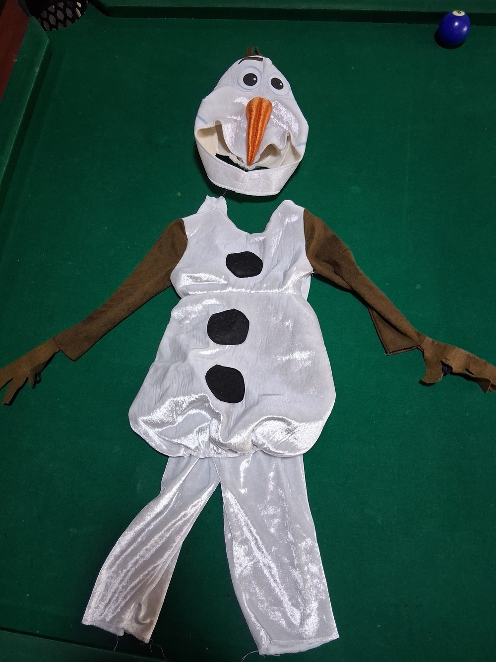 Disney Olaf Snowman Costume in White, Brown, Orange